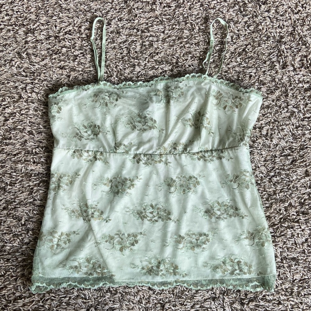 Beautiful Lace Tank Top (green & gold) 💚💛